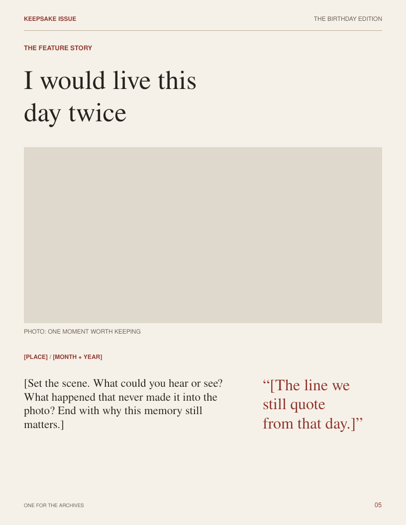 Blank page 5: Feature story
